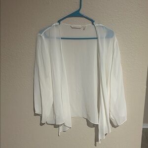 Soft Surroundings 100% Silk White Sheer Open Cardigan XL Lightweight Boho